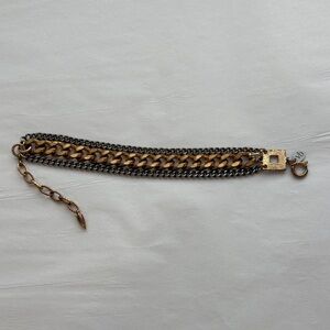 Two-Tone Layered Chain Bracelet - Gold & Gunmetal
